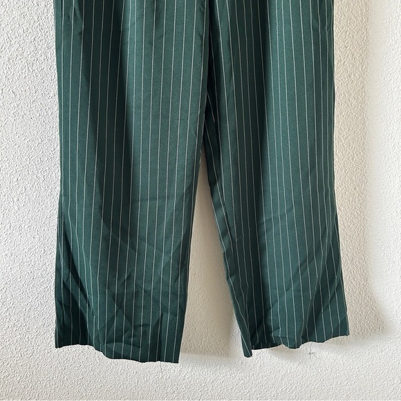 Women’s Green Pin Striped Trousers Fits Medium Shein Casual Dressy preppy - Picture 2 of 8